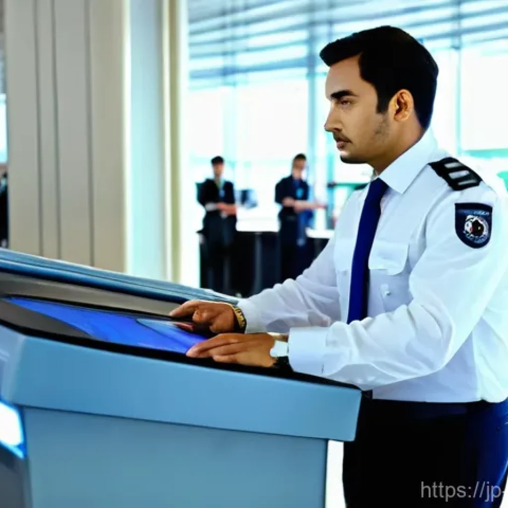 항공보안관리사 면접 대비 방법 - **Aviation Security Manager in Action:** A focused and composed male aviation security manager in hi...