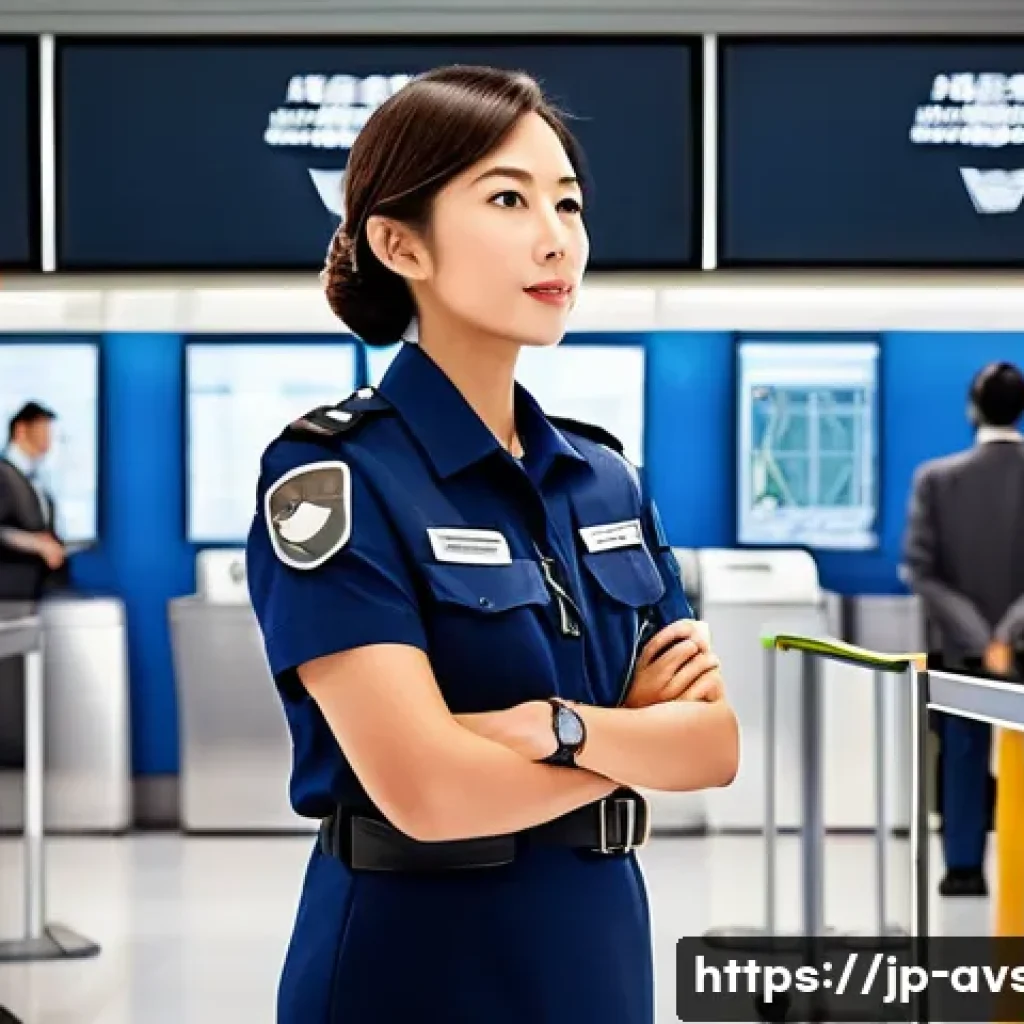 항공보안관리사 시험 필수 암기 사항 - **Prompt:** A highly professional female Aviation Security Officer, mid-30s, with short, neat hair, ...