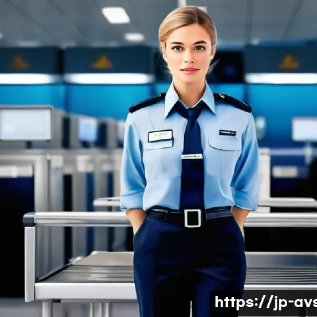 항공보안관리사 자격시험 일정 확인 방법 - **Aviation Security Officer at Airport Checkpoint**
    A highly detailed, realistic image of a fema...